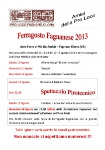 Programma del Ferragosto Fagnanese 2013