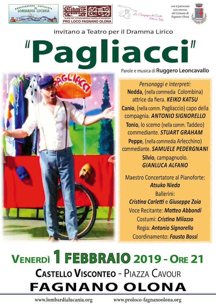 Teatro, Dramma Lirico "Pagliacci" il 1 febbraio