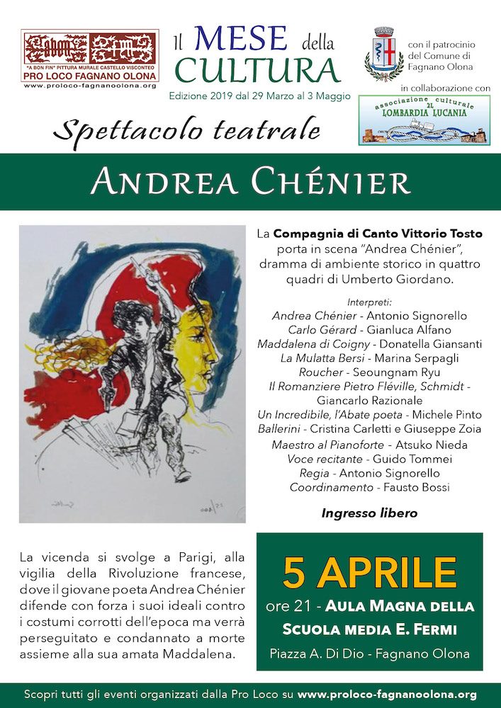 Pièce teatrale “Andrea Chénier” il 5/4