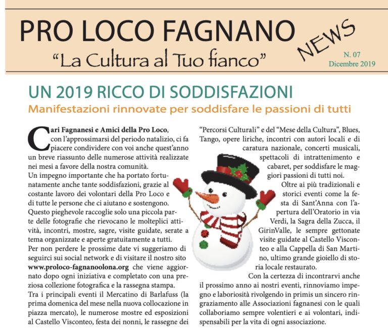 Pro Loco Fagnano NEWS – 2019