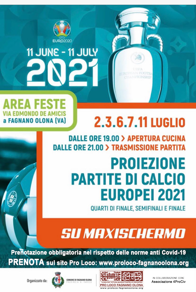 Europei di Calcio su maxischermo, dal 2 all'11 luglio