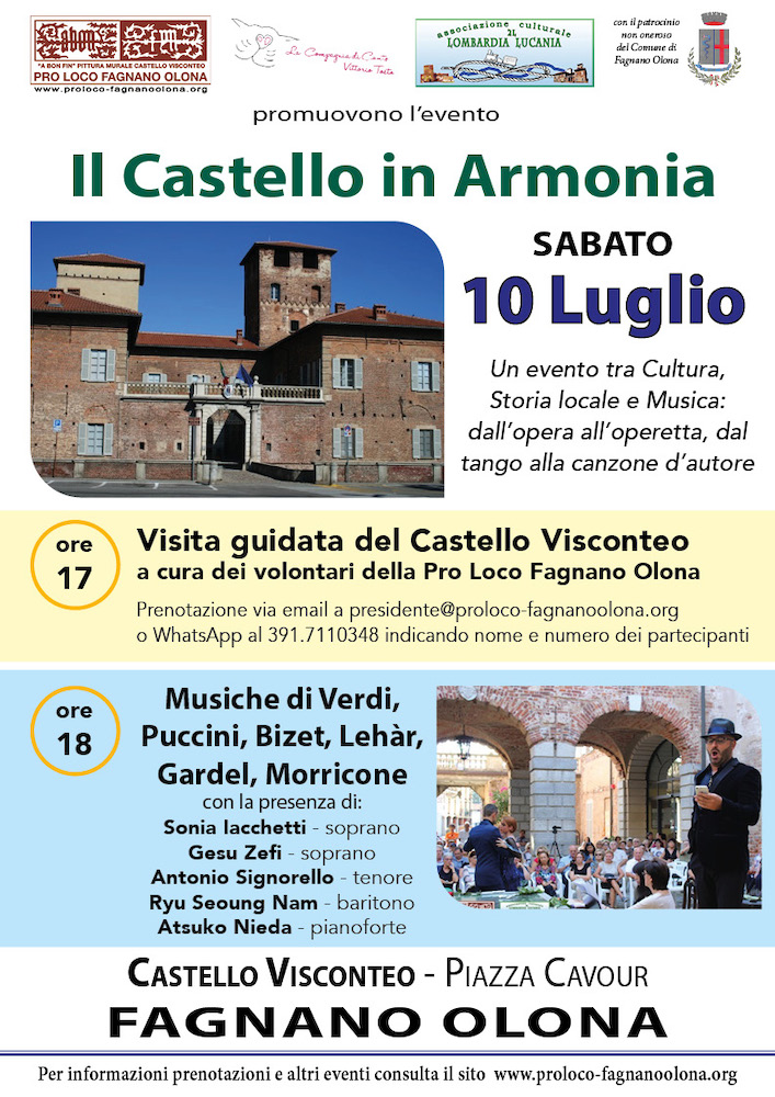 "Il Castello in Armonia" il 10 luglio tra Cultura e Musica d'autore